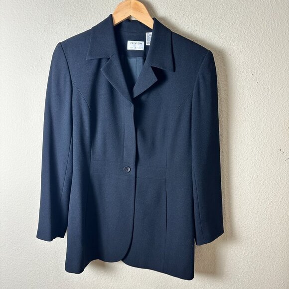 NORDSTROM Preview Collection Black Button Front Blazer Size 6 - Picture 3 of 9